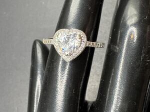 Vintage YGI 925 Sterling Silver Heart Shaped Stone Engagement Ring Sz 6